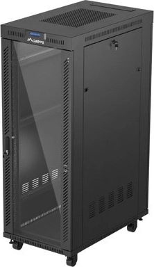 Lanberg FF01 vrijstaande rackkast 19" 32U 600 × 1000, glazen deur, LCD, zwart (flat pack)