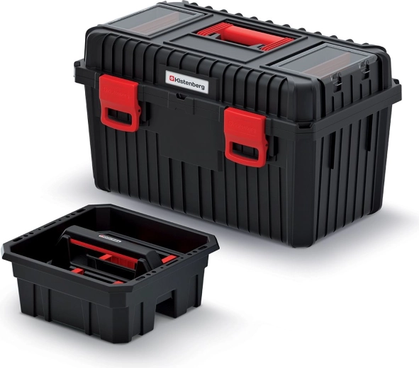 Gereedschapskoffer HEAVY met uitneembare inzet, 585 × 360 × 337 mm, zwart