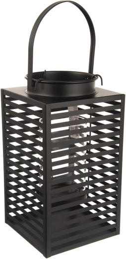 Zwarte glazen-metalen kaarsenhouder 30 cm