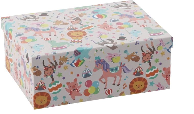 Cadeaudoosje met kleurrijke dieren 23,8 × 18,2 × 9,3 cm