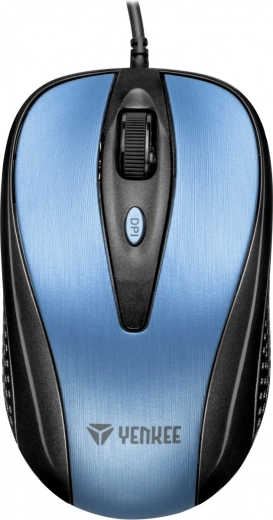 Optische USB-muis Yenkee met 4 knoppen, symmetrisch, blauw