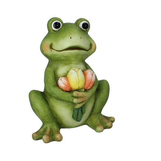 Tuindecoratie kikker met tulpen