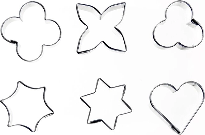 Set mini roestvrijstalen uitsteekvormpjes, mix van vormen, 6 stuks