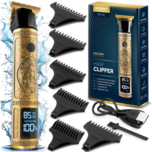 Gouden haar- en baardtrimmer BERDSEN Barber Master met LCD