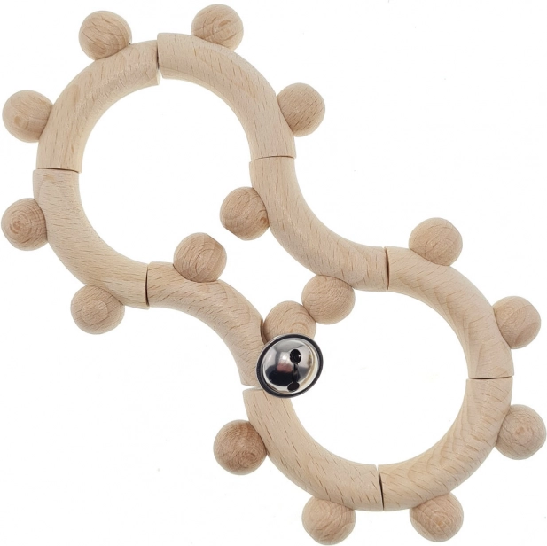 Houten rammelaar met belletje