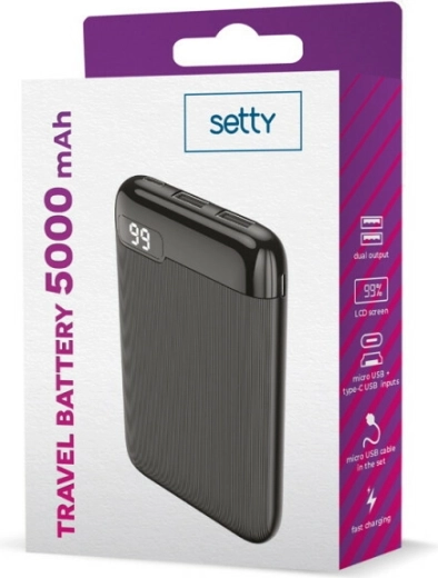 Setty powerbank 5000 mAh met lcd-display