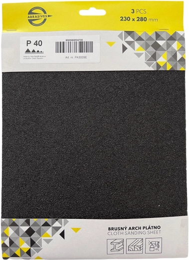 Schuurdoek voor metaal en hout, korrel 400, 230 × 280 mm (3 stuks)
