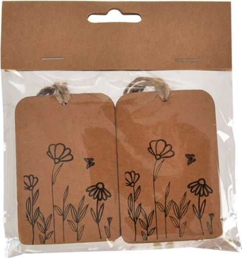 Papieren naamkaartje met plantenmotief zwart 6 × 8 cm (4 stuks)