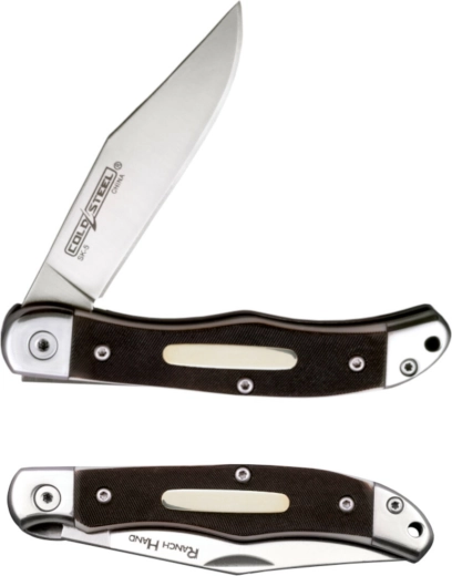 Cold Steel Ranch Hand klassieke zakmes 7,6 cm met benen heften en leren hoes