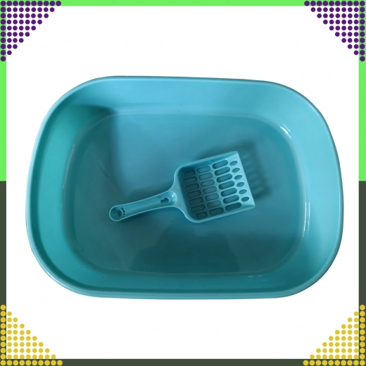 Open kattenbak met schepje 41 × 31 × 9 cm (blauw)