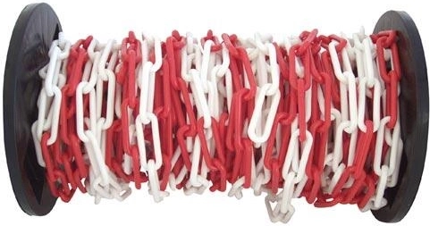 Kunststof waarschuwingsketting rood-wit 25 m