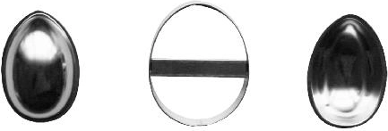 Set vormpjes voor 3D peperkoek-paas­eieren 70 mm, 7-delig