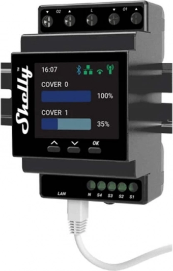 Slimme Shelly Pro bediening voor jaloezieën met WiFi en vermogensmeting