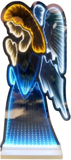 Kerst 3D-leddecoratie engel met infinity-spiegeleffect