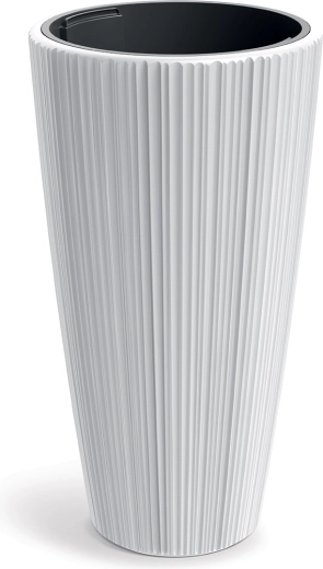 Bloempot ORO 39 cm wit met verticale groeven