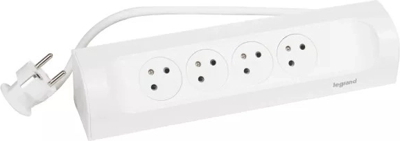 Hoekstekkerdoos met verlengkabel 4-voudig met aarding 1 m wit