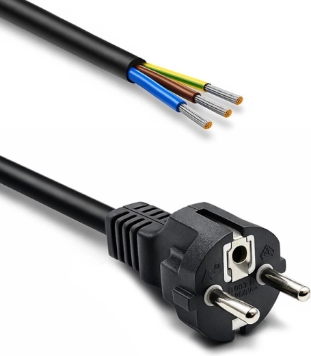 Voedingskabel met stekker SCHUKO CEE 7/7 (E/F), koper, 3×1,5 mm², 1,8 m - 1 stuk