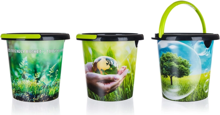 Kunststof emmer Brilanz met schenktuit 5 l, mix van dessins - 1 stuk