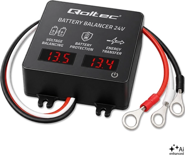 Spanningsbalancer 24 V voor 2× 12 V accu’s 5 A (AGM, GEL, LiFePO4) met LED-display