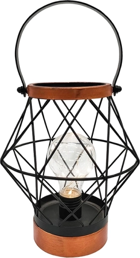 Solight decoratieve metalen lantaarn met micro-ledlamp, warm wit, 20 cm