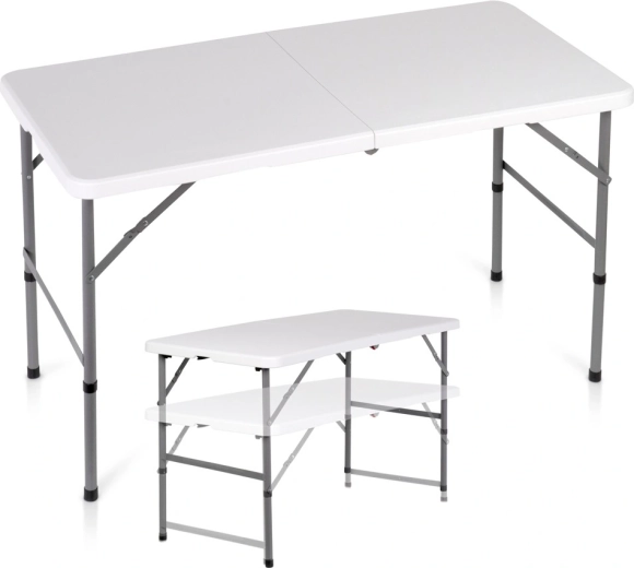 Vilde opvouwbare cateringtafel 2-in-1 wit 120 × 60 cm, hoogte 49/73,5 cm