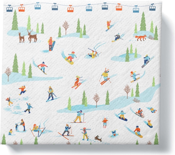 Kerstservetten skiërs 33 × 33 cm, 3-laags
