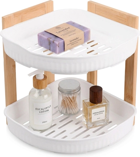 Hoek badkamerrek met 2 niveaus Bathroom Solutions wit 24 × 24 × 27 cm - 1 stuk