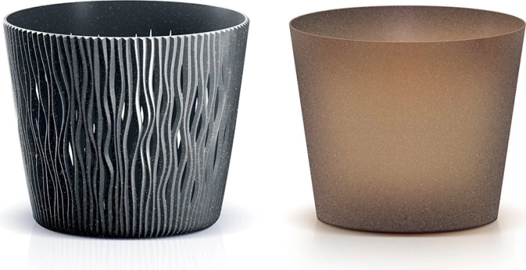 Bloempot Sandy Round Eco Wood 26,2 cm antraciet