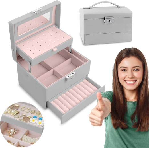 Sieradendoos MASSIDO MS-704 – grijs