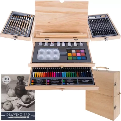 Schilderkoffer met ezel, 83-delige set MAALEO