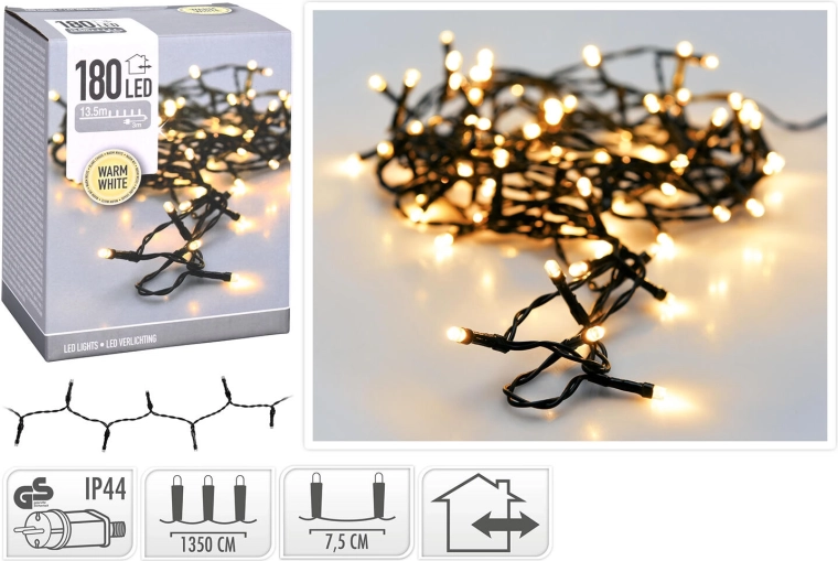 Kerst-ledlichtsnoer 13,5 m, 180 leds, warm wit