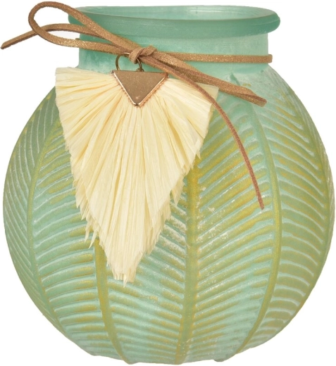 Groene glazen macramé lantaarn