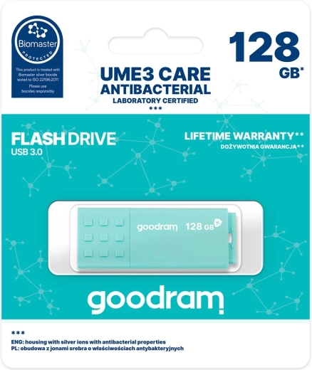 usb-flashdrive goodram antibacterieel 128 gb usb 3.0 ume3
