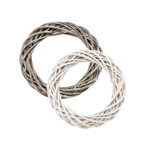 Gevlochten krans 35 cm – witte of grijze decoratieve basis