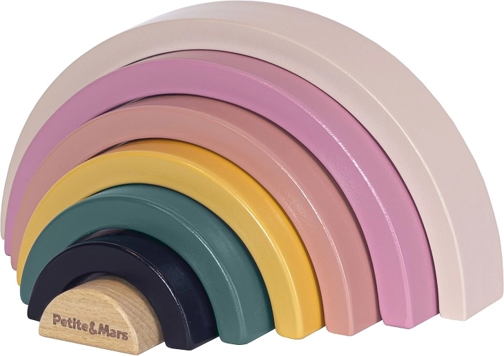 Houten stapelregenboog PETITE&MARS Wood of Mars Aurora Pink 24m+