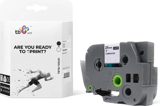 tape voor Brother-labelprinters zwart op wit 24 mm x 8 m