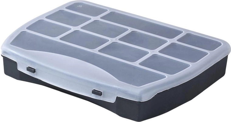 Organizer DOMINO 250 × 200 × 44 mm, zwart/transparant