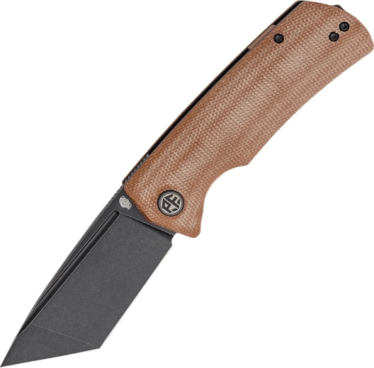 Vouwmes Petrified Fish Beluga, Black Stonewash, bruine micarta