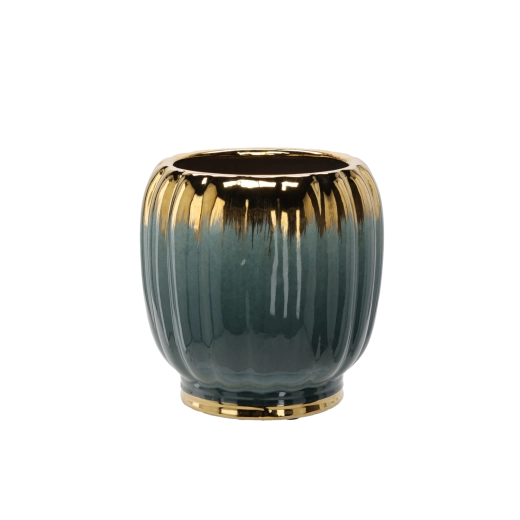 Keramische bloempotcover 28 × 28 × 28,5 cm goud-groen