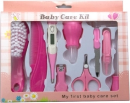 Verzorgingsset voor baby en zuigeling 10 stuks - roze