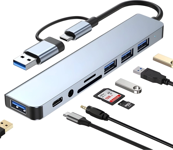 USB-C-hub 8-in-1 met LAN en 4K-uitgang