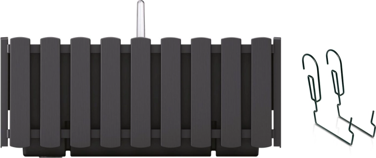 Hangende balkonbak 38 cm antraciet met metalen houder