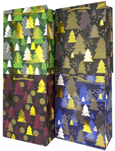 Papieren cadeauzak TORO met kerstboom 23 × 18 × 10 cm - 1 stuk