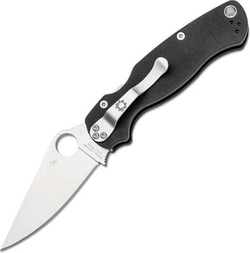 Spyderco Para Military 2 zakmes voor linkshandigen, 8,7 cm, satijn, zwart G10