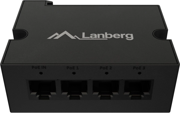 Lanberg PoE-extender switch voor DIN-rail 1× PoE IN / 3× PoE OUT