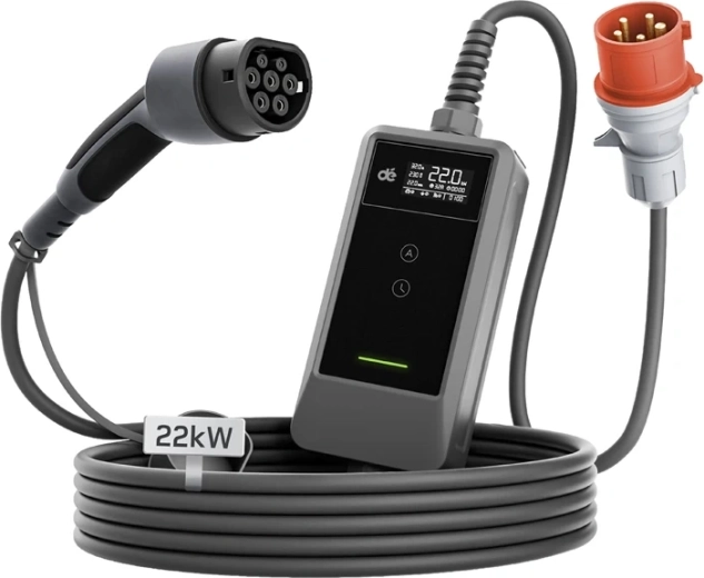 Draagbare oplader voor elektrische voertuigen DEPOW 22 kW met kabel van 10 m en type 2-stekker