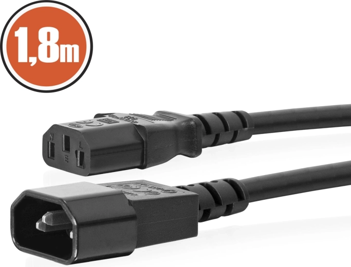 Netsnoer IEC C13 naar IEC C14 1,8 m
