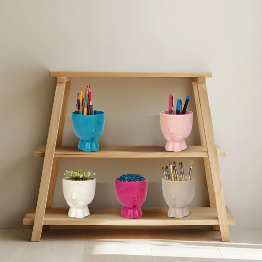 Decoratieve bloempot met gezicht 9 × 10 cm - 1 stuk