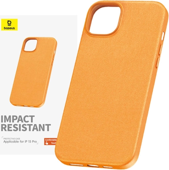 Hoesje voor iPhone 15 Pro Max Baseus Fauxther Series oranje