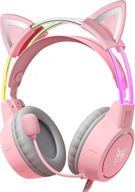 Gamingheadset ONIKUMA X15Pro roze met kattenoortjes